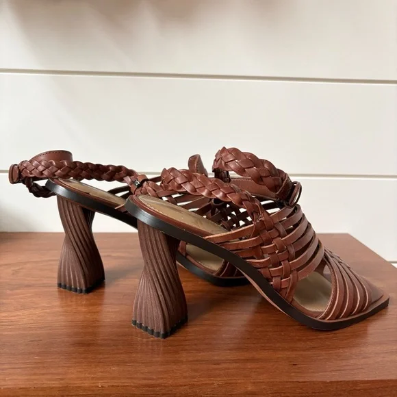 Sam Edelman Anthropologie Holland Brown Woven Ankle Strap Heels Sandals Boho 8.5 - Picture 6 of 12